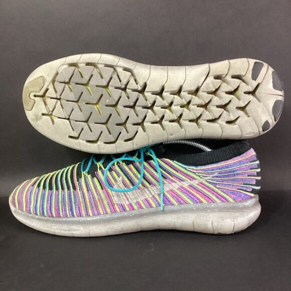 Nike Free RN Motion Flyknit Men's Sz 13 Rainbow Knit Low Running Shoe 834584-006 - Picture 1 of 9